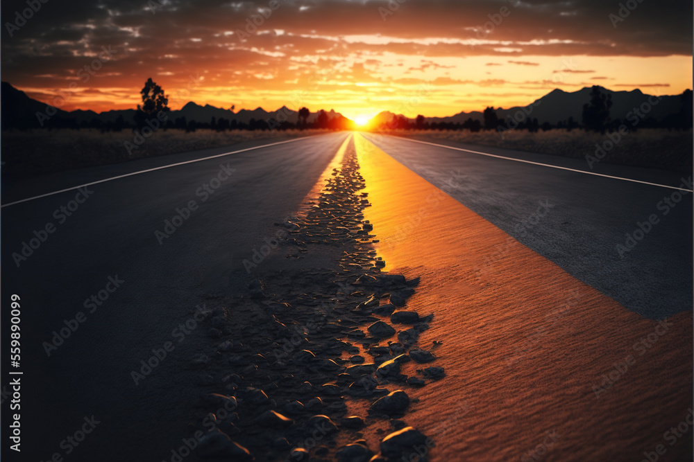 Poster a road with a sunset in the background and a sign that says goutkala on it that reads goutkala on th
