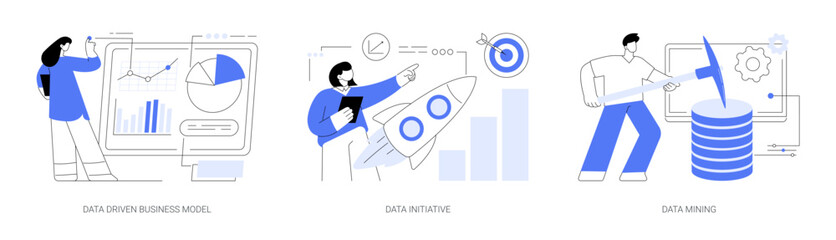 Data analytics abstract concept vector illustrations.