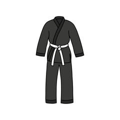 martial arts kimono doodle icon, vector color line illustration
