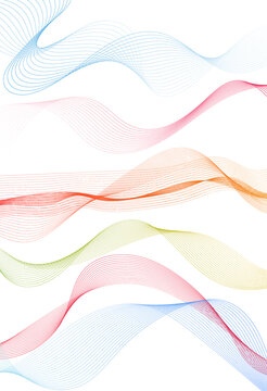 Abstract colorful luxury background with wave element for design.Digital frequency track equalizer.Stylized curved wavy line art background.Wave with lines created using blend tool.Vector illustration © Sergey