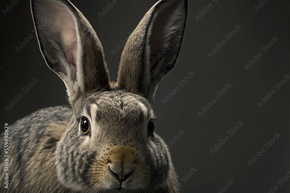 Poster a rabbit is shown in a black background with a gray background and a black background with a white b