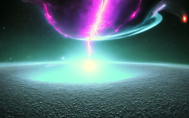 Generative AI illustration depicting formation of new galaxies