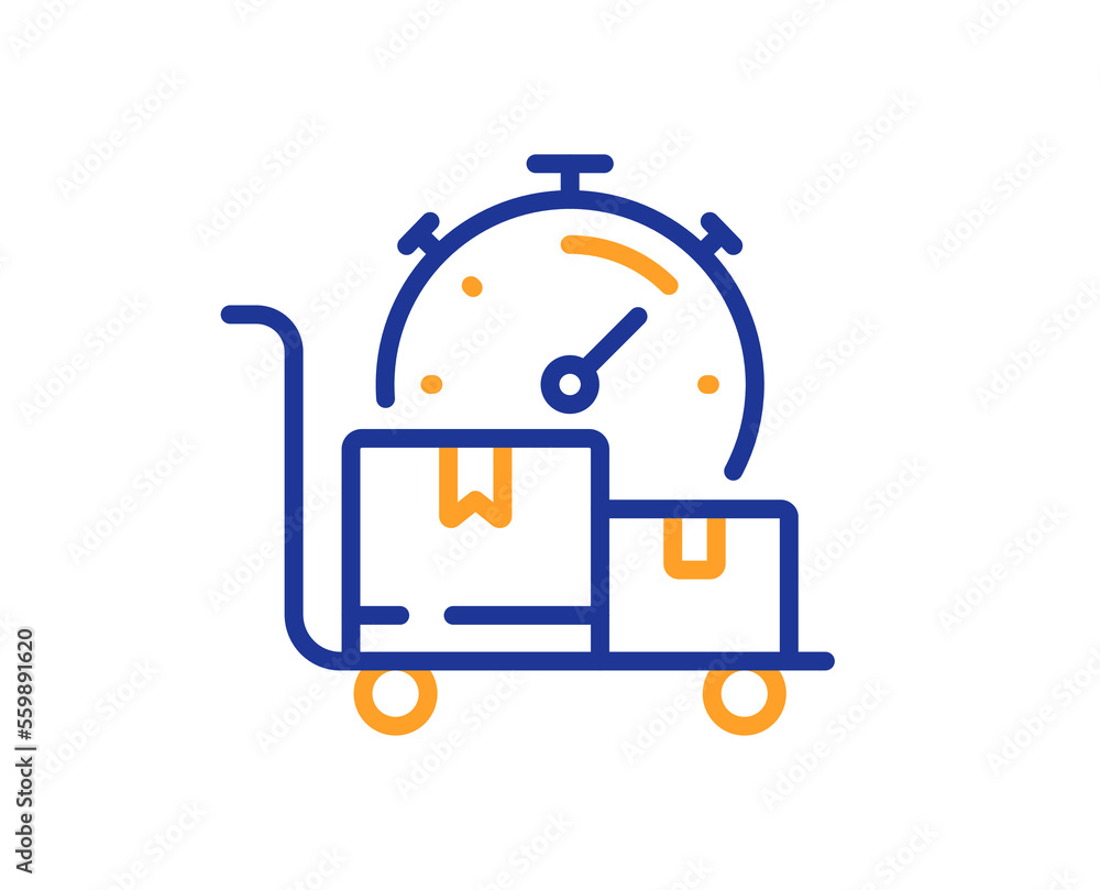 Poster fast delivery line icon. moving service sign. things transportation symbol. colorful thin line outli