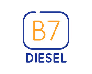 Diesel line icon. B7 fuel sign. Petroleum oil symbol. Colorful thin line outline concept. Linear style diesel icon. Editable stroke. Vector