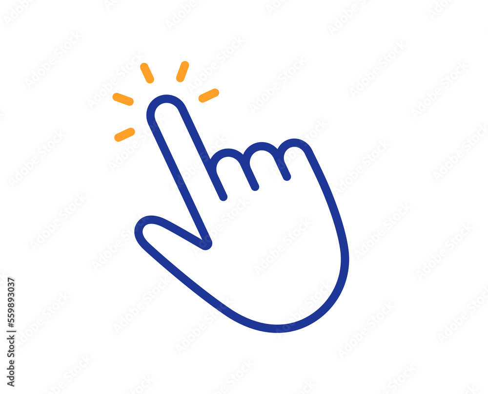 Poster hand cursor line icon. click action sign. finger pointer symbol. colorful thin line outline concept.