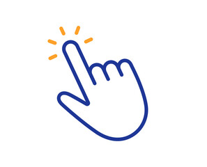 Fototapeta premium Hand cursor line icon. Click action sign. Finger pointer symbol. Colorful thin line outline concept. Linear style cursor icon. Editable stroke. Vector