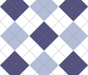 Argyle pattern . Fabric texture background. Argyle pattern in blue, white. geometric stitched illustration for gift card, gift paper, socks, sweater, jumper,  fashion design.