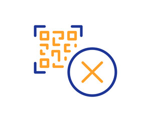 Fototapeta premium No QR code line icon. Scan barcode sign. Stop or cancel certificate symbol. Colorful thin line outline concept. Linear style qr code icon. Editable stroke. Vector