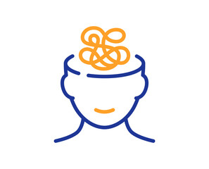 Anxiety line icon. Stress or Think worry sign. Mental health symbol. Colorful thin line outline concept. Linear style anxiety icon. Editable stroke. Vector