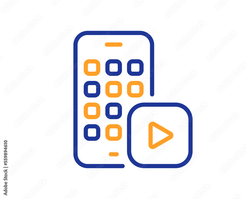 Poster phone app line icon. smartphone application sign. cellphone mobile device symbol. colorful thin line