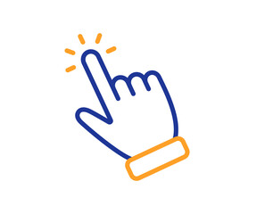 Hand cursor line icon. Click action sign. Finger pointer symbol. Colorful thin line outline concept. Linear style cursor icon. Editable stroke. Vector