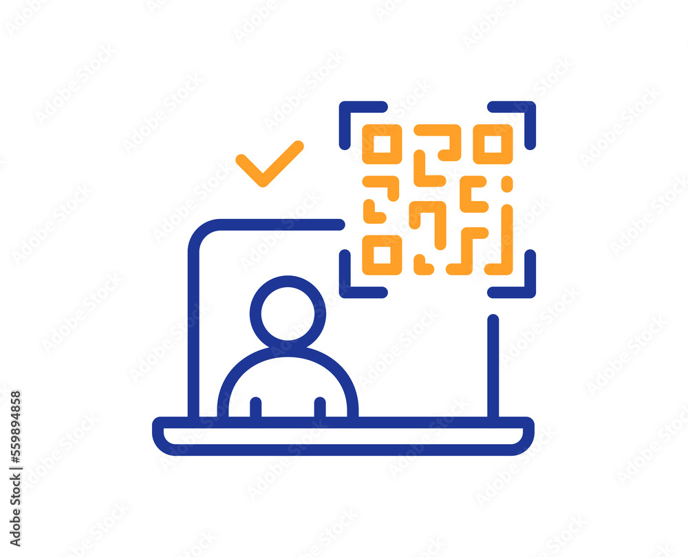 Aufkleber qr code line icon. scan barcode sign. online identification symbol. colorful thin line outline conce