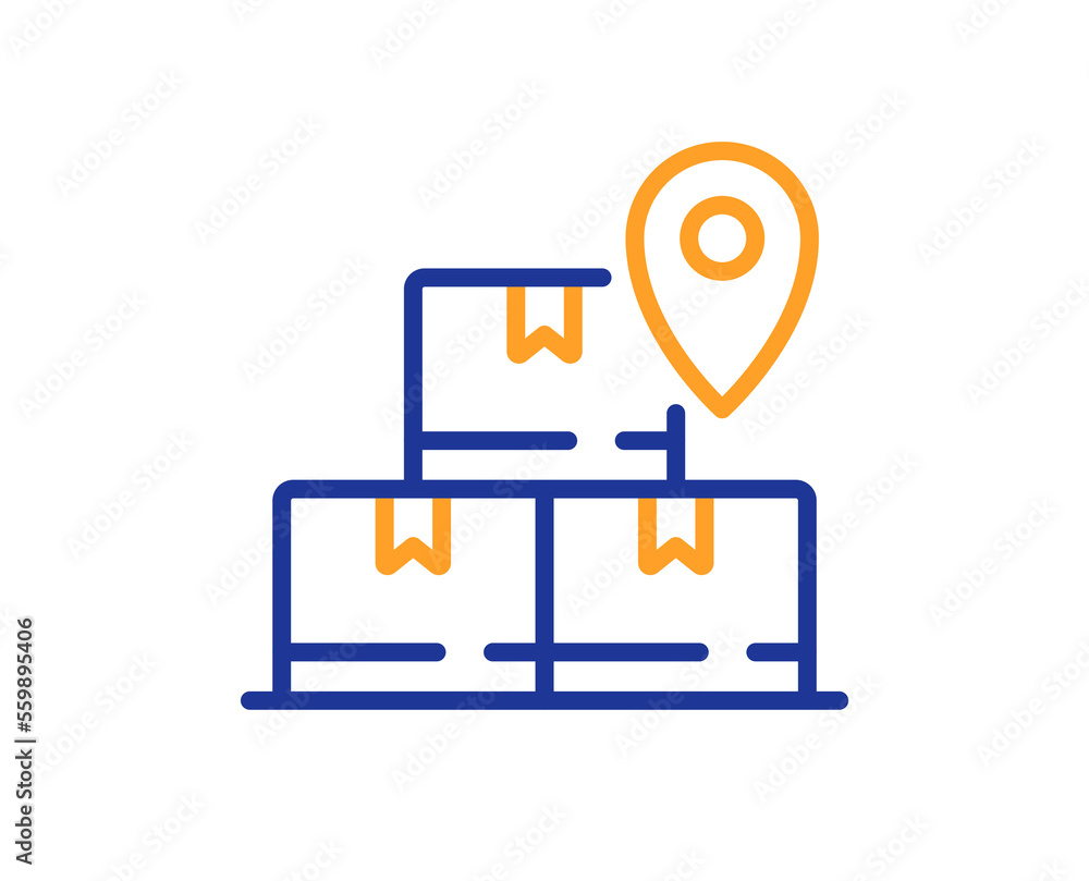Poster delivery service line icon. package location sign. tracking parcel symbol. colorful thin line outlin