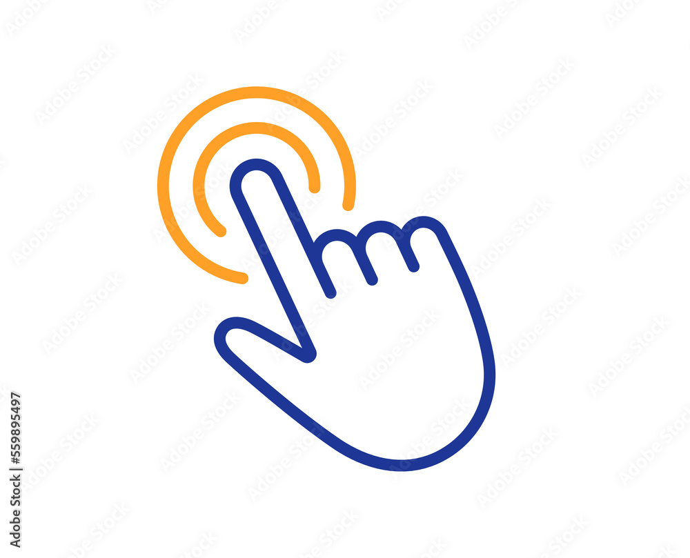 Poster hand cursor line icon. click action sign. finger pointer symbol. colorful thin line outline concept.