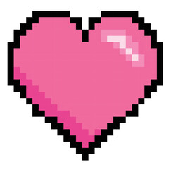 pink heart pixel art vector illustration 8 bit
