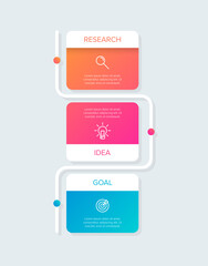Obraz premium Vertical infographic design with icons and 3 options or steps. Thin line. Infographics business concept. Can be used for info graphics, flow charts, presentations, mobile web sites, printed materials.