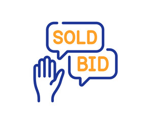 Bid offer line icon. Auction sign. Raise the price up symbol. Colorful thin line outline concept. Linear style bid offer icon. Editable stroke. Vector