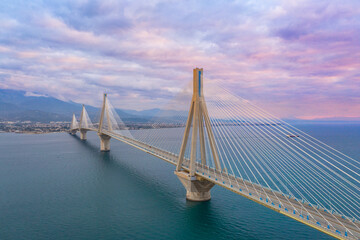 The Rio-Antirrio Bridge, officially the Charilaos Trikoupis Bridge, longest multi-span cable-stayed bridges and longest of the fully suspended type, Greece