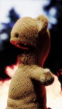 Flame Dancing Teddy Bear 3D Animation Render