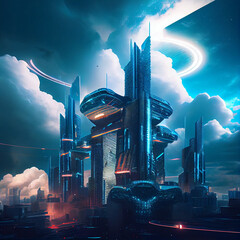 city ​​of the future illustration. generative ai