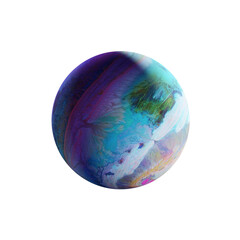 3d render, abstract planet symbol, geometric shape with neon light