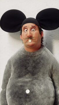 Mouse Costume Man 3D Animation Render