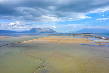 The coastal town in the lagoon of Mesologgi, Greece