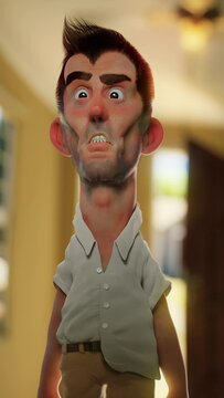 Stressed Man With Shock Expression 3D Animation Render