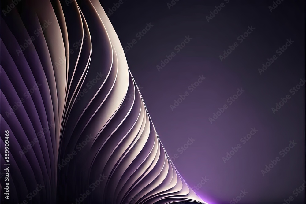 Poster a purple abstract background with a curved design on it's side and a purple light at the bottom of t