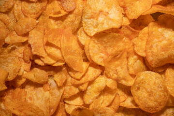 tasty crispy potato chips background