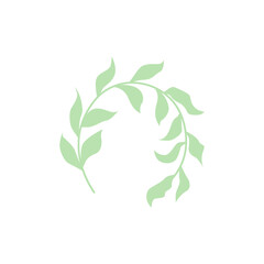 Vector illustration of flowers, a sprig of green leaves, a plant from the garden. Beautiful flora and leaves. Minimalistic flat stylized in color. For the holiday, February 14, stickers, postcards