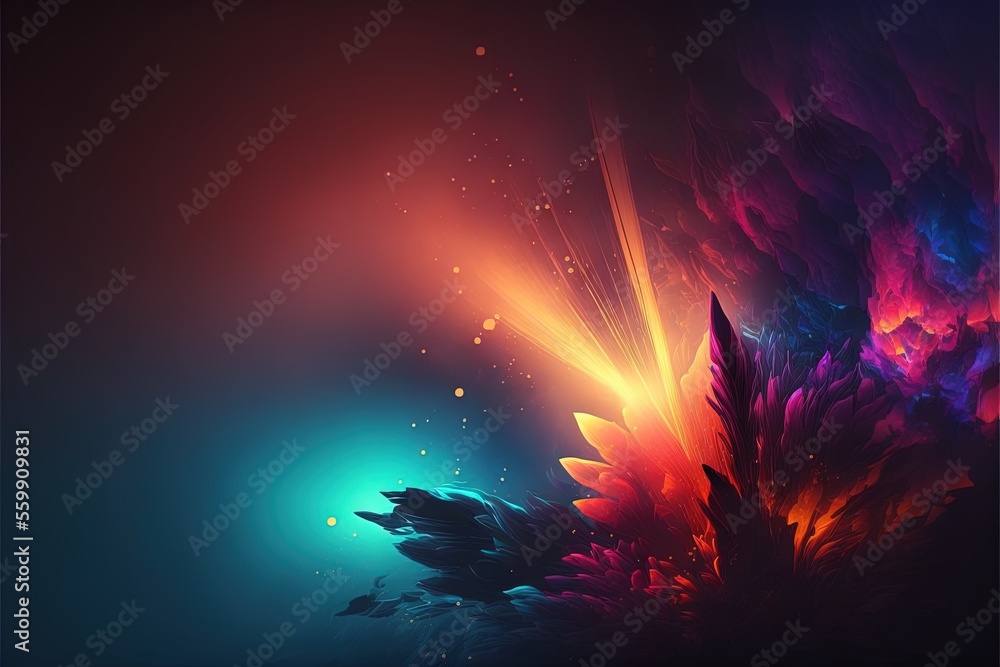 Poster a colorful abstract background with a dark background and a bright flower in the center of the image