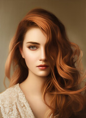 Fototapeta premium Artistic portrait of a beautiful woman. Generative AI