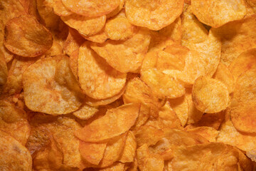 tasty crispy potato chips background