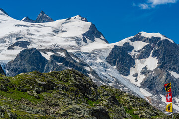 Fototapeta na wymiar Switzerland 2022, Beautiful view of the Alps from SustenPass. Glasier.