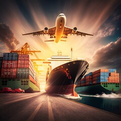 AI Generated Global business logistics and transport concept