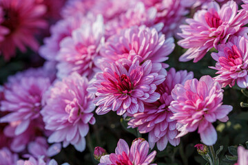 beautiful chrysanthemum flower bushes pink colors
