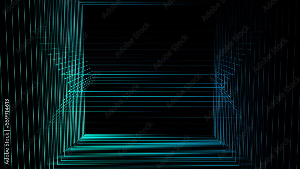 Poster Wave of dots and weave lines. Abstract background. Network connection structure. 3d rendering.