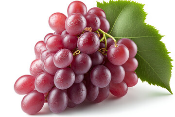 Fototapeta premium Red grapes isolated with a clipping path on a white backdrop. Generative AI