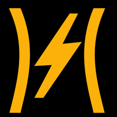 Amber vector graphic on a black background of a dashboard warning light for a problem with electronic throttle control