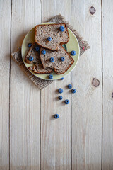 Homemade banana bread decorated and prepared for serving