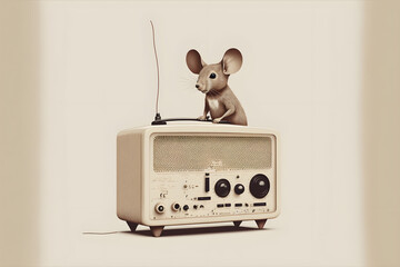 A mouse listening to radio, world radio day background, background for world radio day 