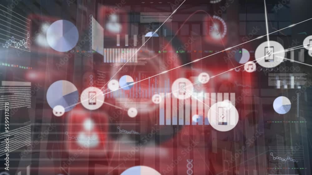 Poster animation of network of connections over data processing