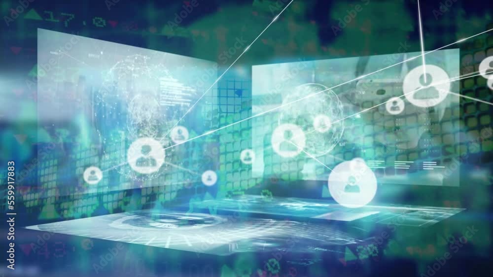 Poster animation of network of connections over data processing