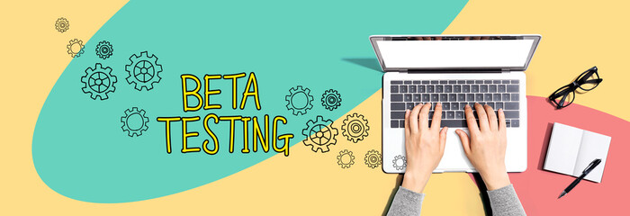 Beta testing with person using a laptop computer