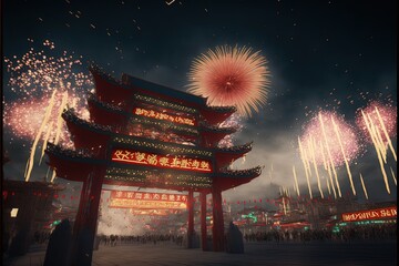 Street view of a festival on Chinese New Year