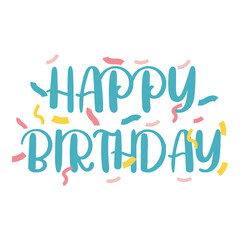 Happy birthday text flat illustration isolated