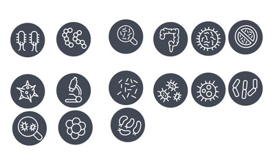 Fototapeta na wymiar Bacteria,cell,virus icons set vector design 