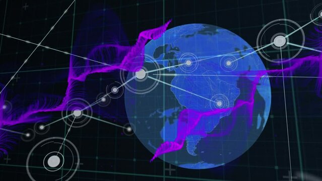 Animation of network of connections with globe