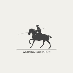 Design of the horseman with a spear logo, working equitation